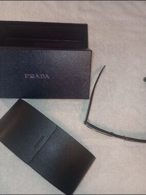 PRADA Black Saffiano Sunglass Case with Box
